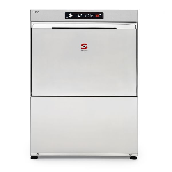 SAMMIC X-51BD 230/50/1 DD X-TRA Commercial Dishwasher With Drain Pump & Built-in Water Softener - 500mm Basket.