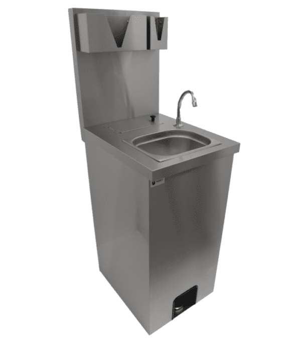 Parry MWBTA Heated Electric Single Bowl Mobile Hand Wash Basin With Splashback, Soap Dispenser Hold And Paper Towel Holder