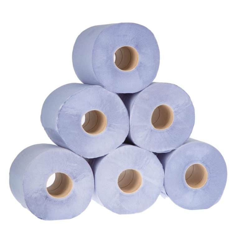 Jantex DL921 Centrefeed Blue Rolls 2-Ply - 6 Pack