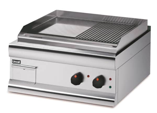 Lincat Silverlink 600 Electric Counter-top Griddle - Twin Zone - Half-Ribbed Plate - W 600 mm - 4.0 kW
